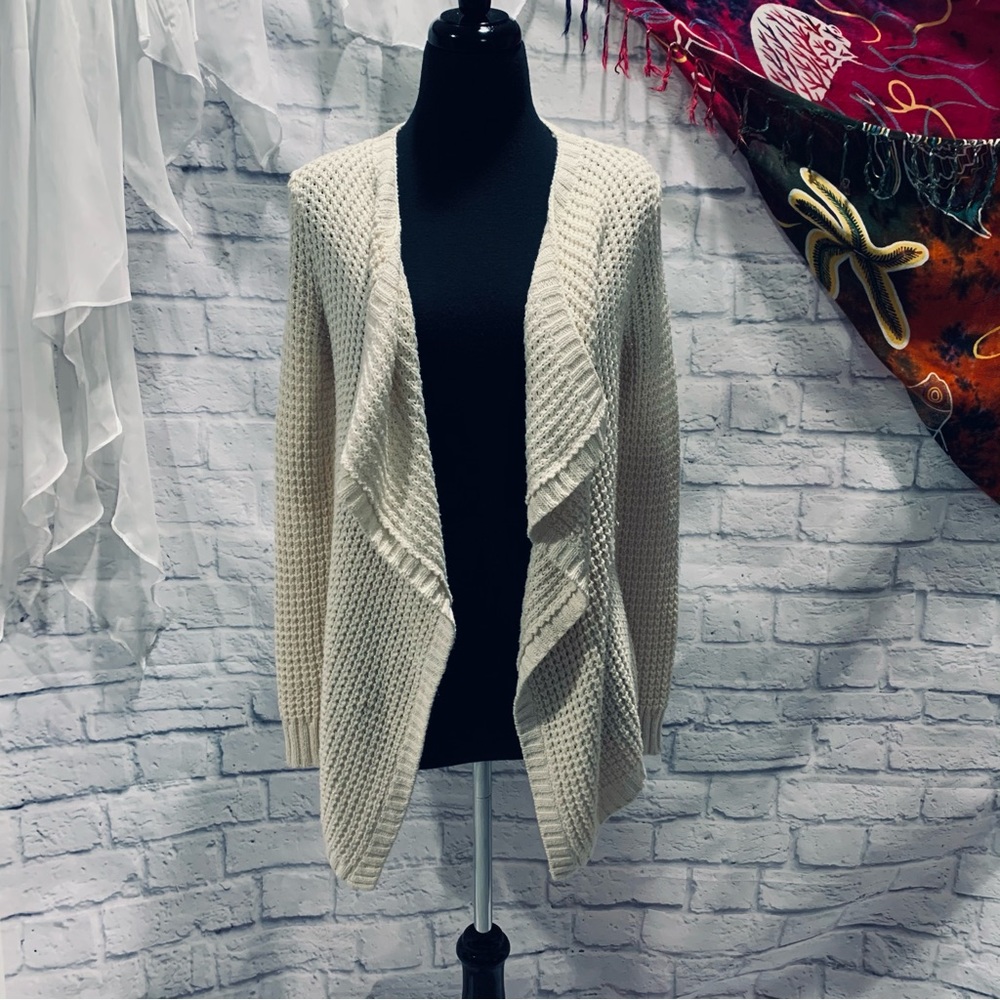 Loft Ecru Gold Metallic Thread Cardigan - Size XS